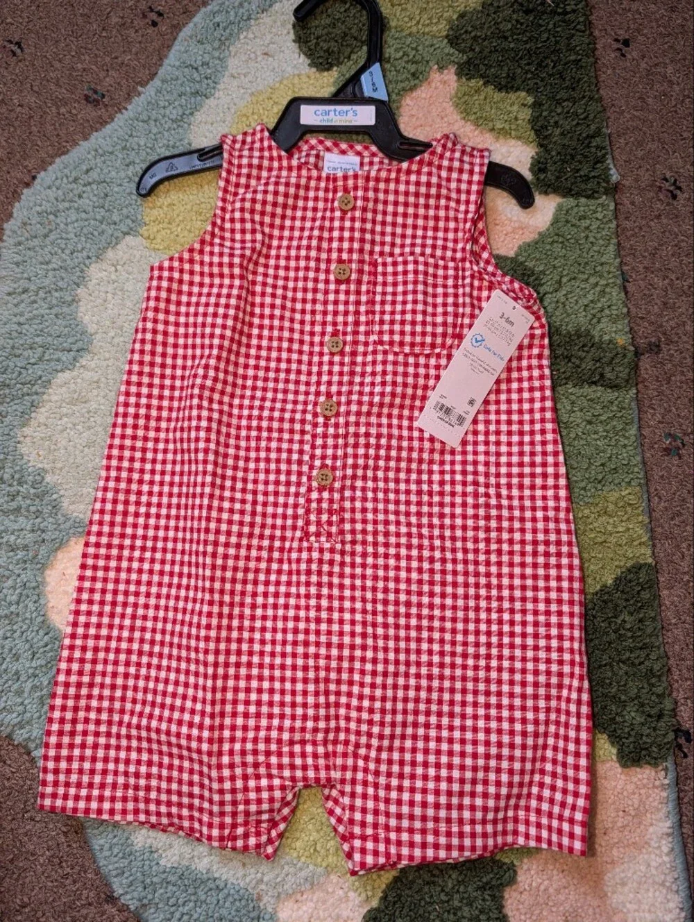 Red and White Checkered Romper